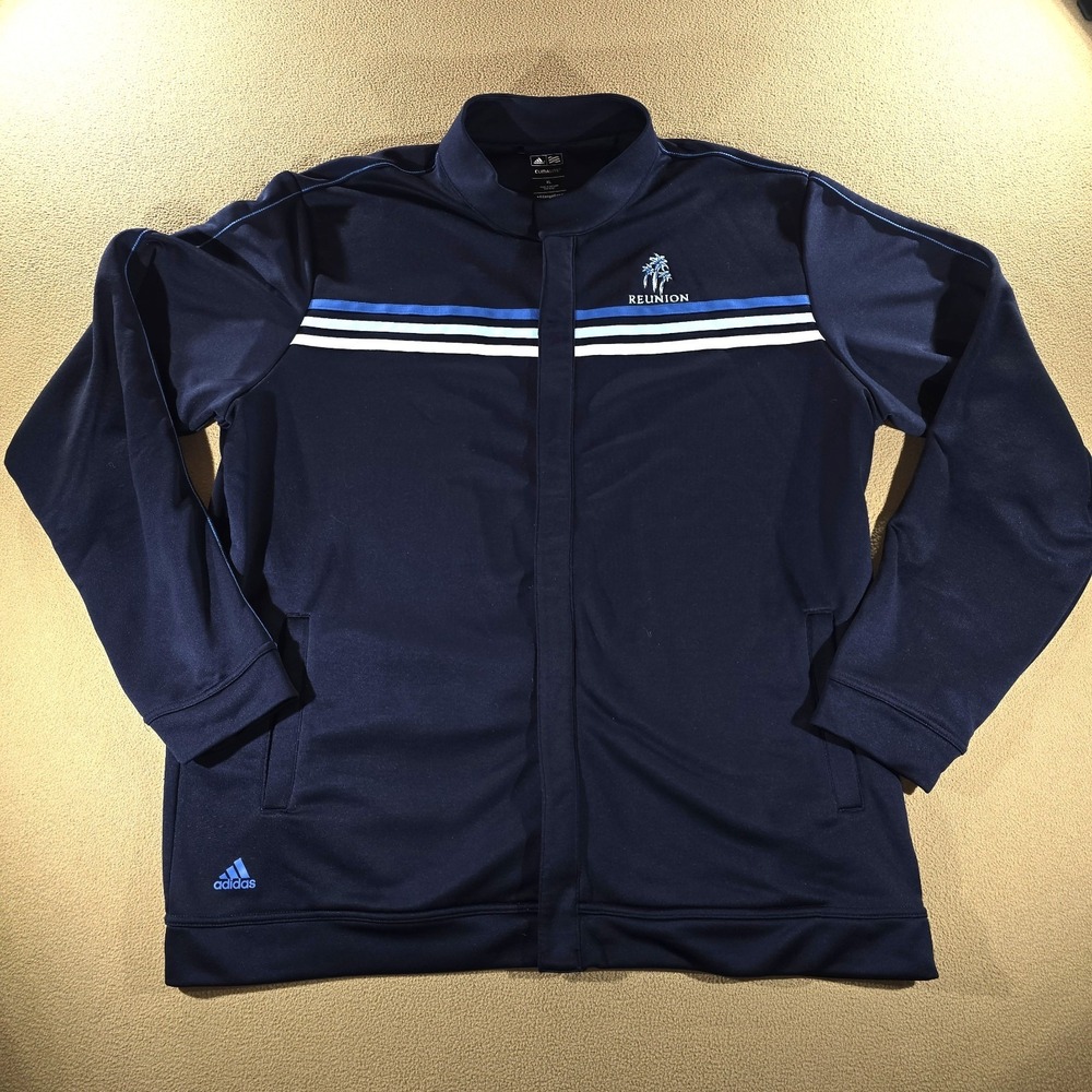 adidas Navy Track Jacket with Light Blue and White Chest Stripes